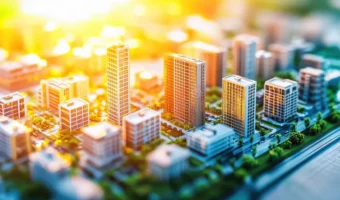 miniature-city-model-sunrise-urban-planning-development-background-355884985